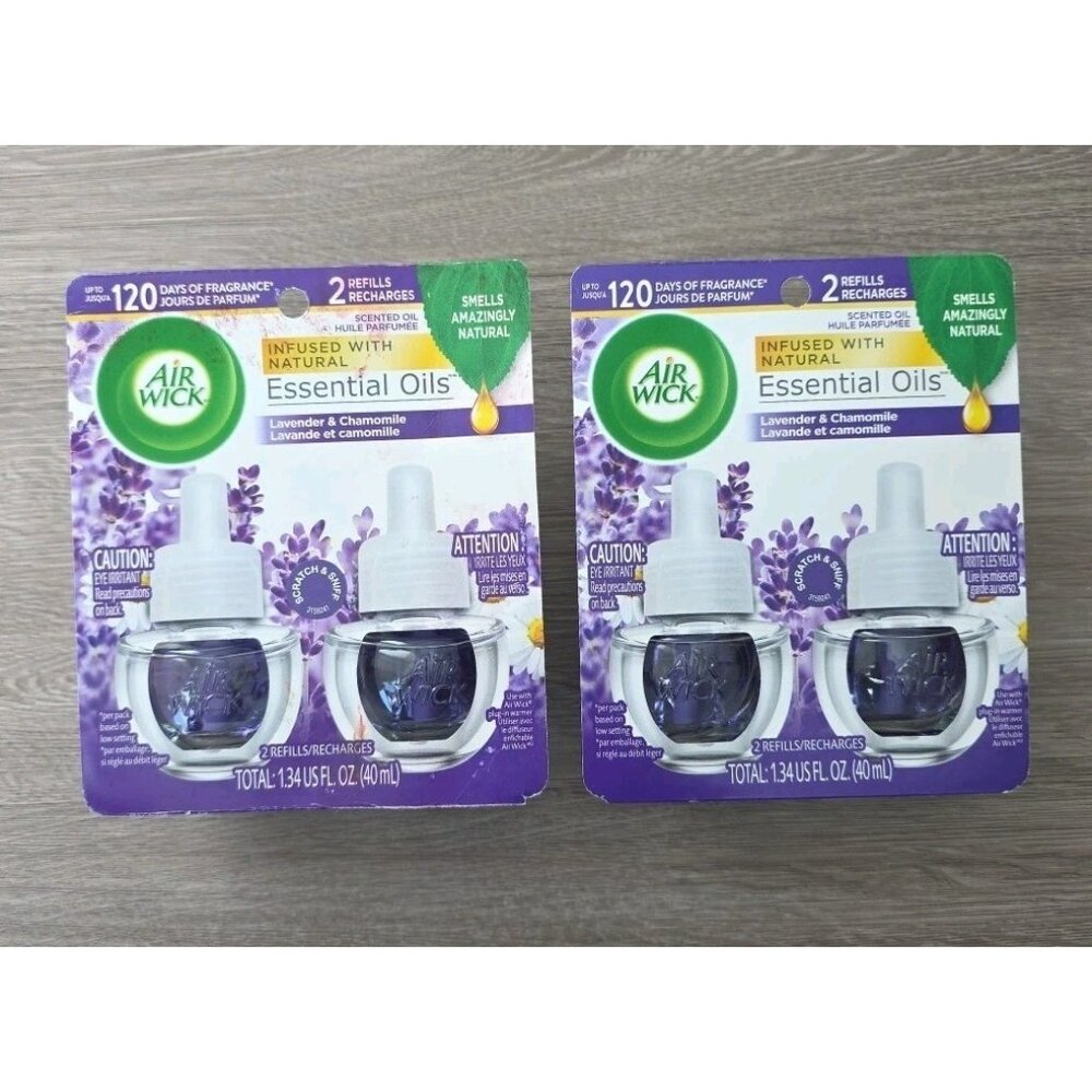 Air Wick Plug In Scented Oil Refills Lavender Chamomile‎ 4 Ct New